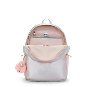 New Kipling Haydar Metallic 15” Laptop Backpack - Silver and Pink